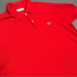 Lacoste Polo Shirt Extra Large Size 7 Red White Crocodile Outdoors Tennis Mens